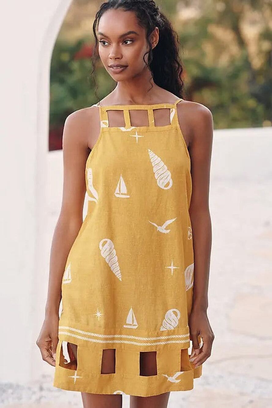 Anthropologie Square-Neck Cutout Sleeveless Mini Dress - S